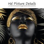 African-Make-Up-Women-With-Black-Gold-Leaves-Canvas-Painting-Modern-Figure-Wall-Art-Poster-Print