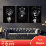 Lion-Monkey-Tiger-Smoking-Poster-Anthropomorphic-Animal-Canvas-Painting-For-Living-Room-Wall-Art-Decorative-Pictures